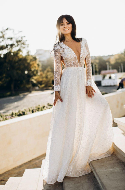 Sparkly wedding dress Sexy pearl dress